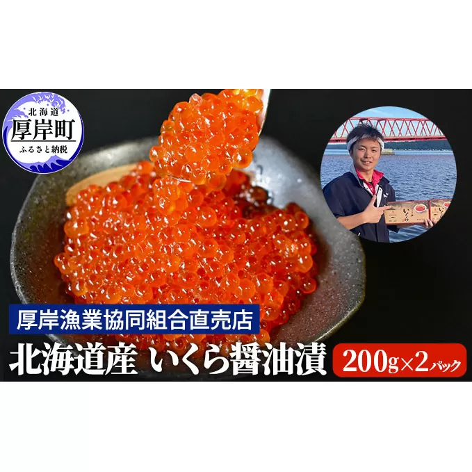 北海道産 いくら 醤油漬け 200g×2パック (合計400g)