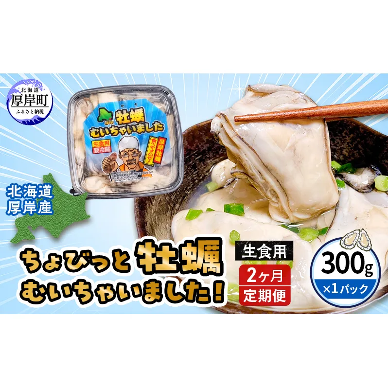 【 3ヵ月 定期便 】 北海道 厚岸産 ちょびっと 牡蠣 むいちゃいました！ ( 生食用 ) 300g カキ むき身