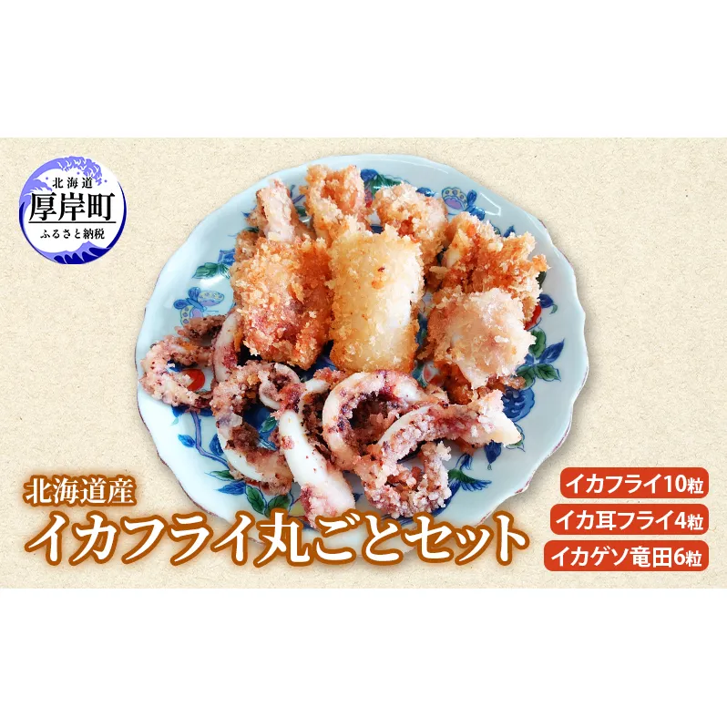 北海道産イカフライ丸ごとセット (イカフライ 10粒 イカ耳フライ 4粒 イカゲソ 竜田 6粒 )  イカ 揚げ物 冷凍