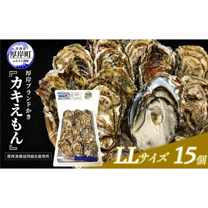 カキ 生食用 北海道 厚岸産 殻かき カキエモン LLサイズ  15個 牡蠣 魚貝類 生牡蠣 殻付き牡蠣 カキ ブランド