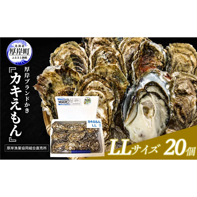 カキ 生食用 北海道 厚岸産 殻かき カキエモン LLサイズ  20個 牡蠣 魚貝類 生牡蠣 殻付き牡蠣 カキ ブランド
