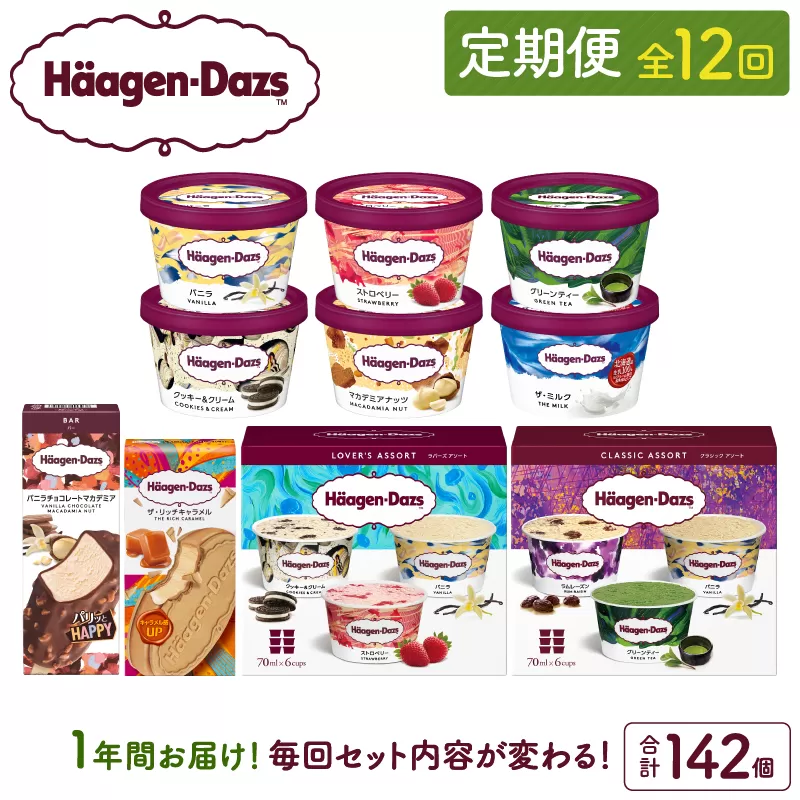 ＜全12回・連続＞1年定期便！ハーゲンダッツ人気セット_H0026-021