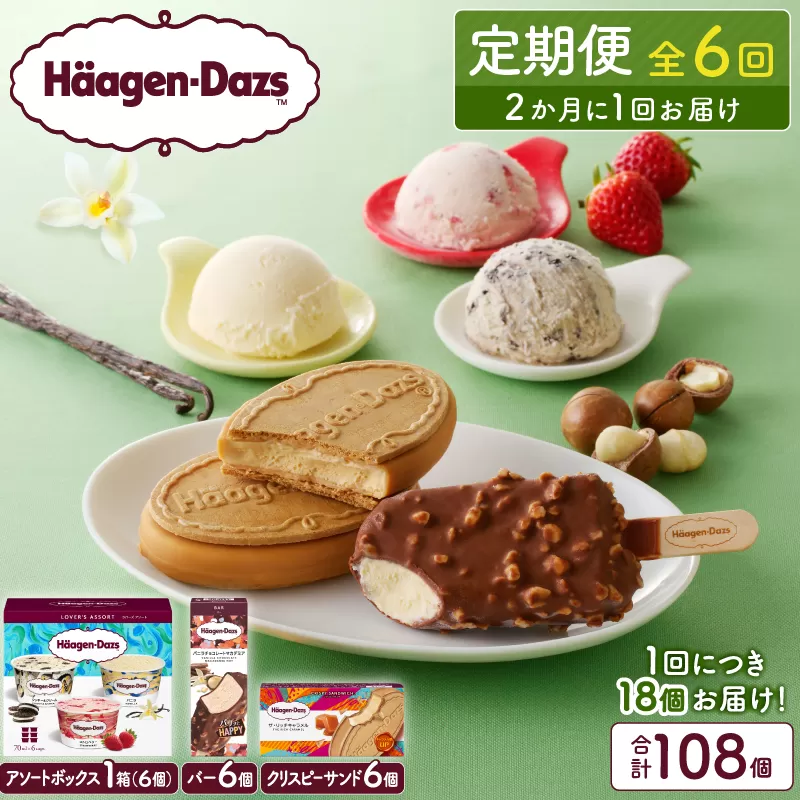 ＜全6回定期便・隔月＞ハーゲンダッツ『3種の贅沢ギフトセット(合計108個)』アイスクリーム アイス スイーツ デザート_H0016-146