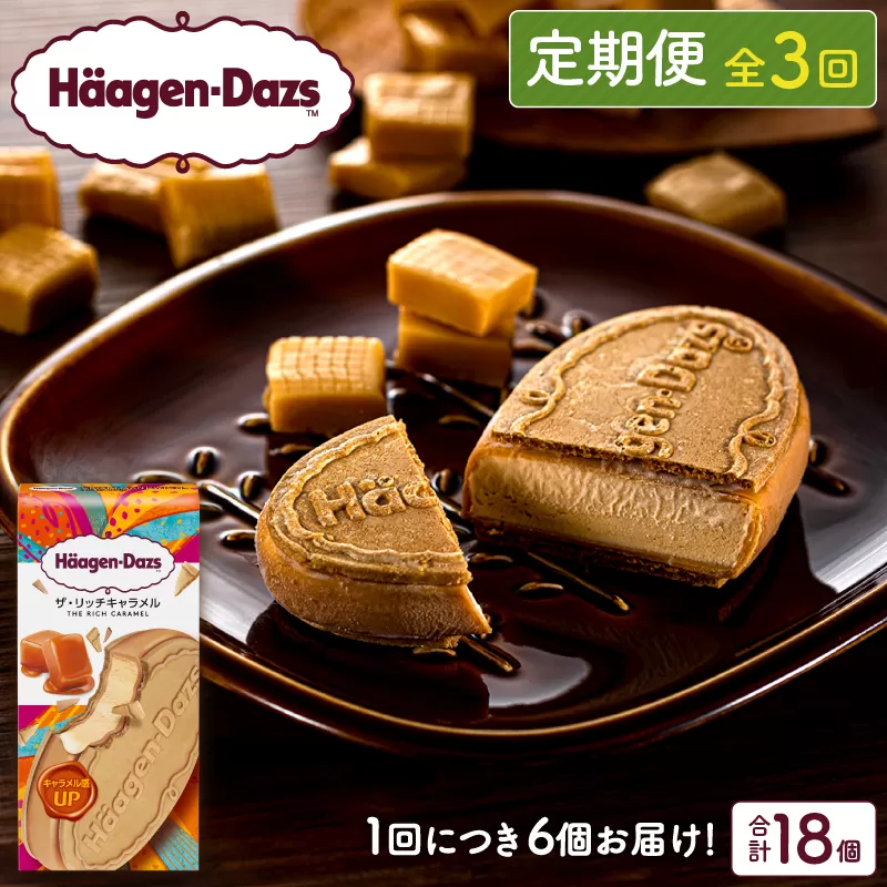 <全3回定期便・連続>ハーゲンダッツ『クリスピーサンドセット(ザ・リッチキャラメル味)計18個』アイスクリーム アイス スイーツ デザート_H0016-162