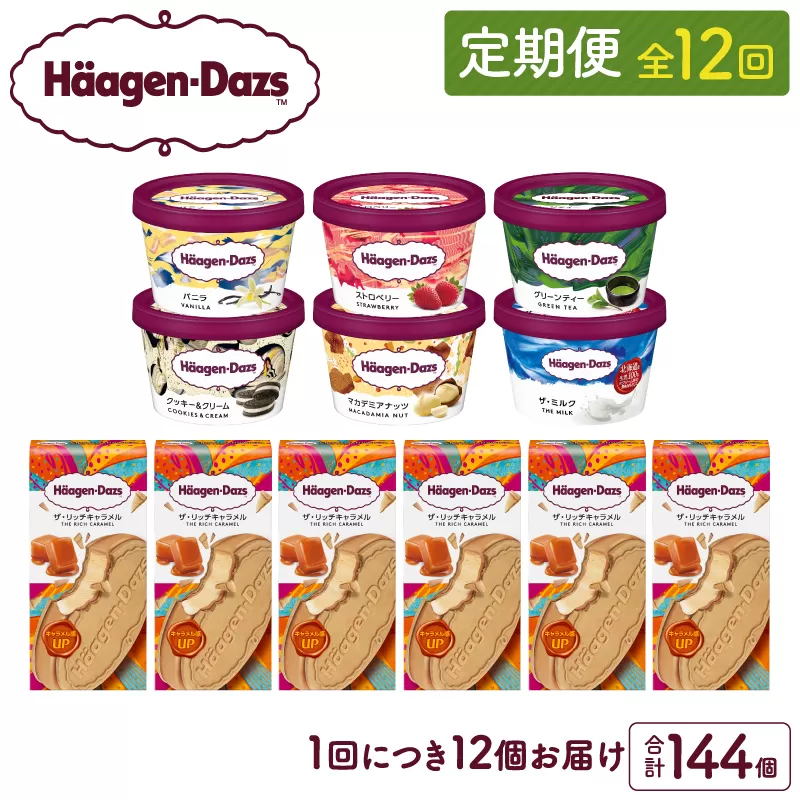 ＜全12回定期便・連続＞ハーゲンダッツ『ミニカップ＆クリスピーサンドセット(合計144個)』アイスクリーム アイス スイーツ デザート_H0026-043