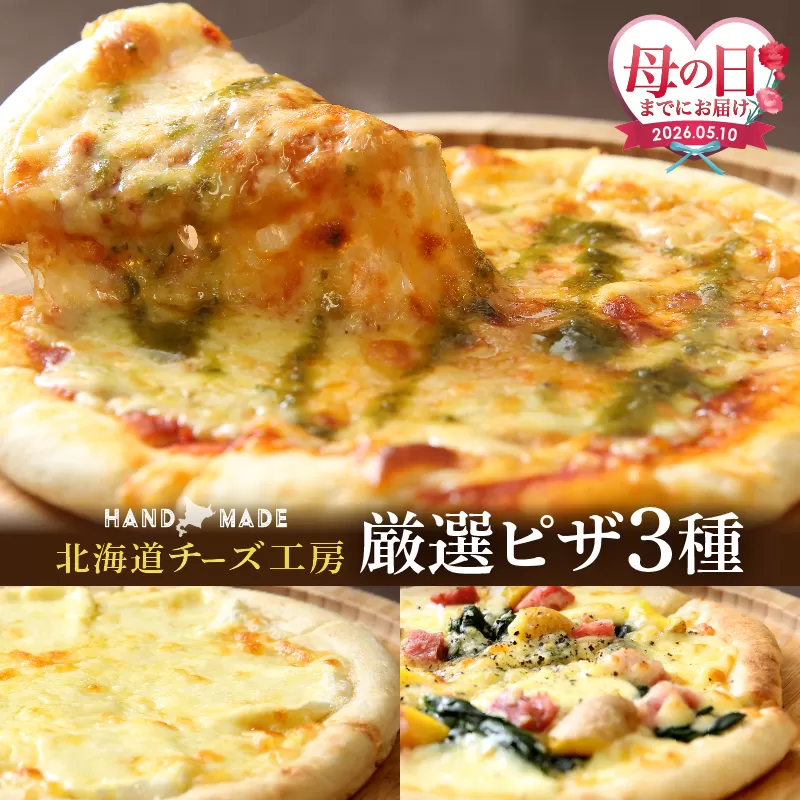 ≪母の日までにお届け!!≫【おおともチーズ工房】【北海道チーズ工場のピザ】カチョカバロチーズたっぷりの、厳選ピザの詰め合わせ_H0003-110-mo