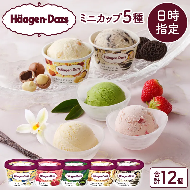 【着日指定できます!!】ハーゲンダッツ『定番ミニカップ5種セット(合計12個)』アイスクリーム アイス スイーツ デザート_H0016-111