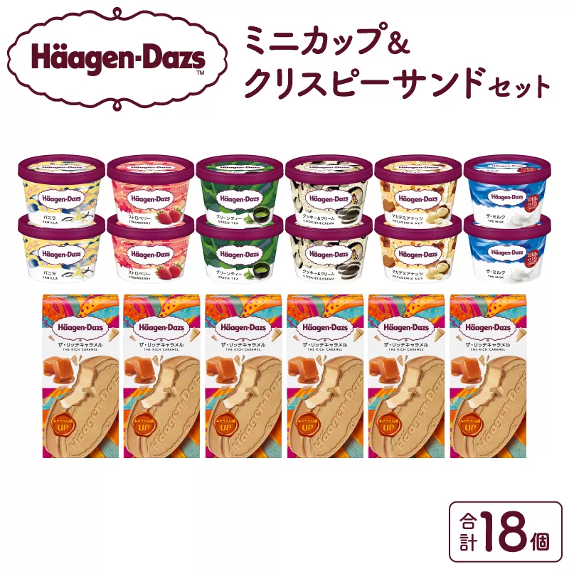ハーゲンダッツ『ミニカップ(12個)＆クリスピーサンド(6個)セット』アイスクリーム アイス スイーツ デザート_H0016-037