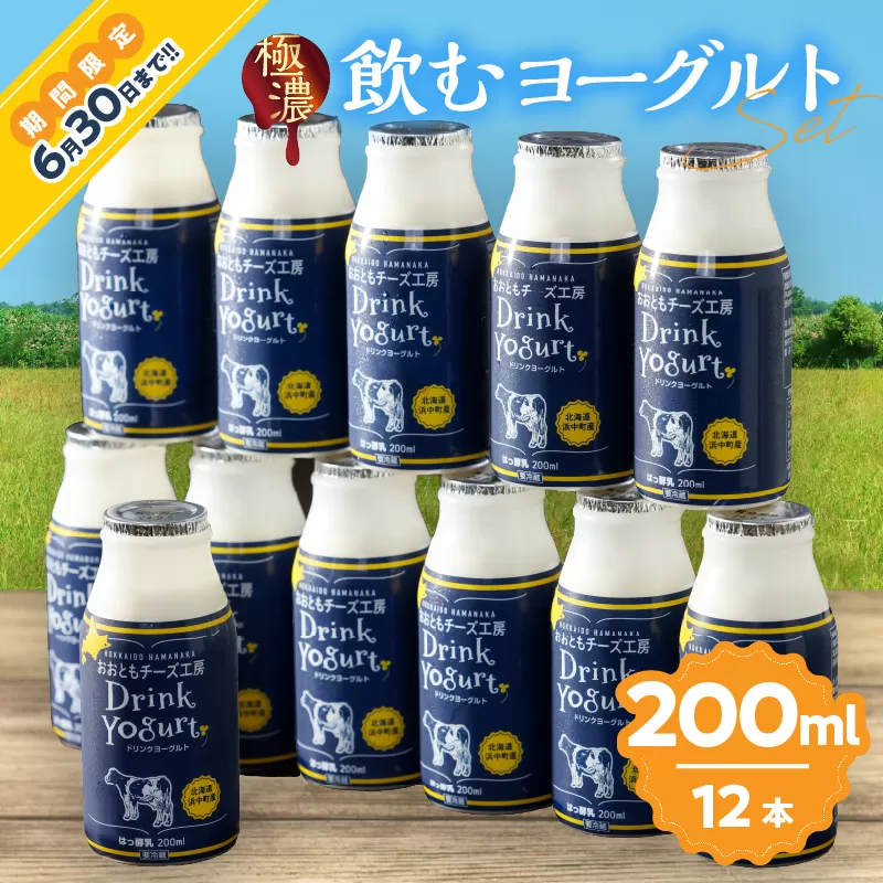 ≪期間限定≫【おおともチーズ工房】《飲みきりサイズ!!》極濃・飲むヨーグルト 200ml×12本_H0003-037