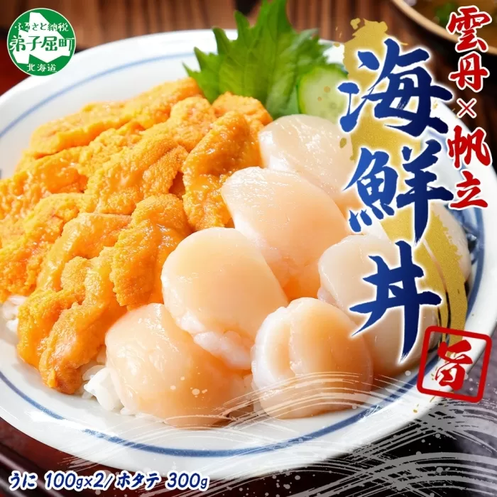 3406. うに 200g ホタテ300g ほたて ウニ チリ産 冷凍 セット 4人前 ファミリー 雲丹 帆立 大粒 生ほたて 海鮮 送料無料 北海道 弟子屈町