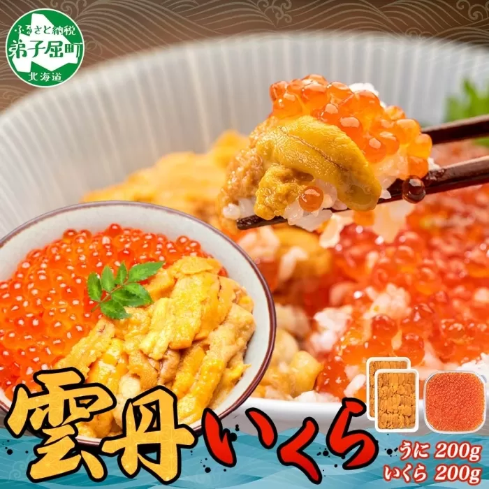 3400. ウニ チリ産 冷凍 100g×2個 いくら 200g 二色丼 うに イクラ 海鮮 期間限定 数量限定 送料無料 北海道 弟子屈町