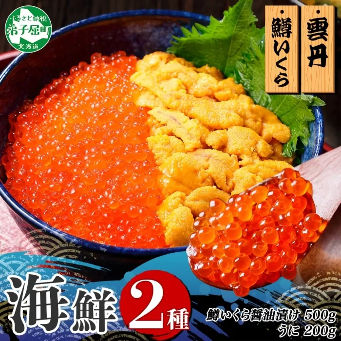 3402. 2種 海鮮丼 鱒 いくら醤油漬け 100g×5 約5-6人前 ウニ チリ産 雲丹 うに 100g×2 セット いくら イクラ いくら醤油 魚卵 ます マス 海鮮 送料無料 北海道 弟子屈町