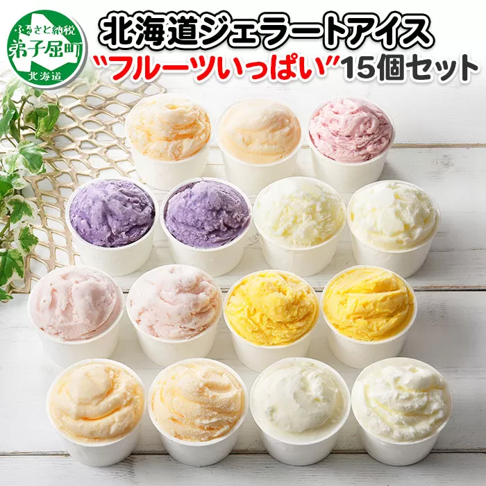 1338.アイスクリーム ジェラート 食べ比べ 15個 アイス フルーツ いっぱい C セット 手作り 北海道 弟子屈町