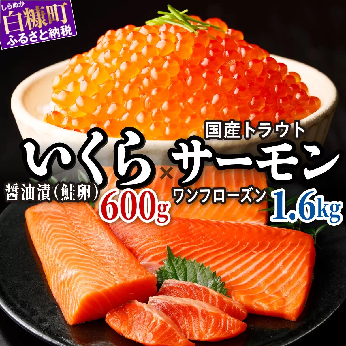 【ふるさと納税】 醤油漬鮭いくら 600g(100g×3パック×2) ×国産トラウトサーモン 1.6kgのセット ふるさと納税 いくら イクラ 鮭いくら 鮭イクラ 鮭 秋鮭 完熟卵 たらこ 海鮮 ごはんのお供 白米 海鮮食品 魚卵 魚