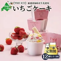 【毎月定期便】【THE ICE】いちごケーキ12個セット×3ヵ月定期便【be003-1071-100-3】（J FARM AMUSE 株式会社）（いちご 苺 ギフト ふるさと納税 高評価 アイス ICE 生乳 別海町産 北海道 アイスクリーム べつかい エクストラミルク 生クリーム スイーツ 大人気 ケーキ ジェラート）