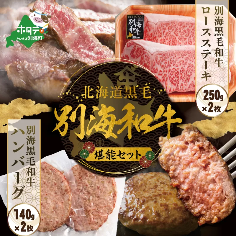 別海和牛 ロースステーキ （250g×2）+ハンバーグ （140g×2）【別海和牛】