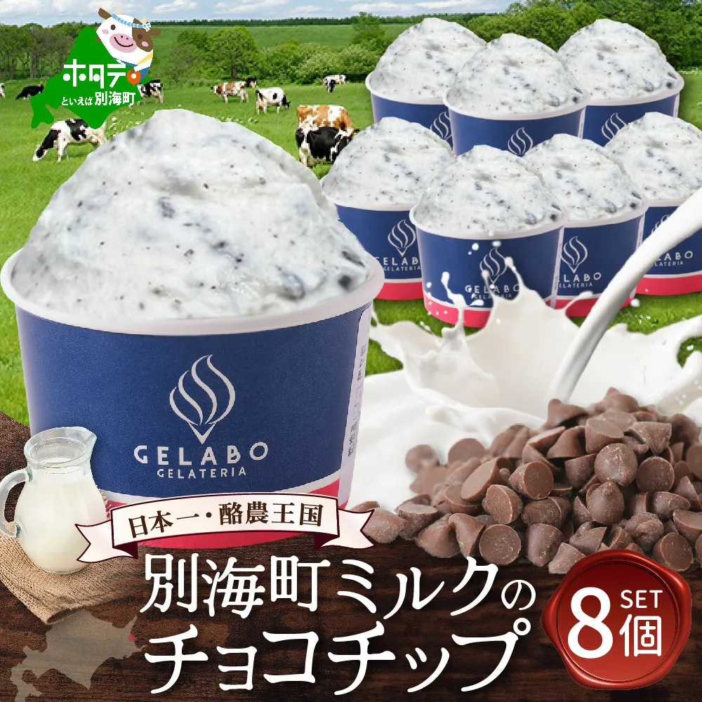 贅沢素材・ジェラート 別海町ミルクのチョコチップ　8個セット 【EK0000007】