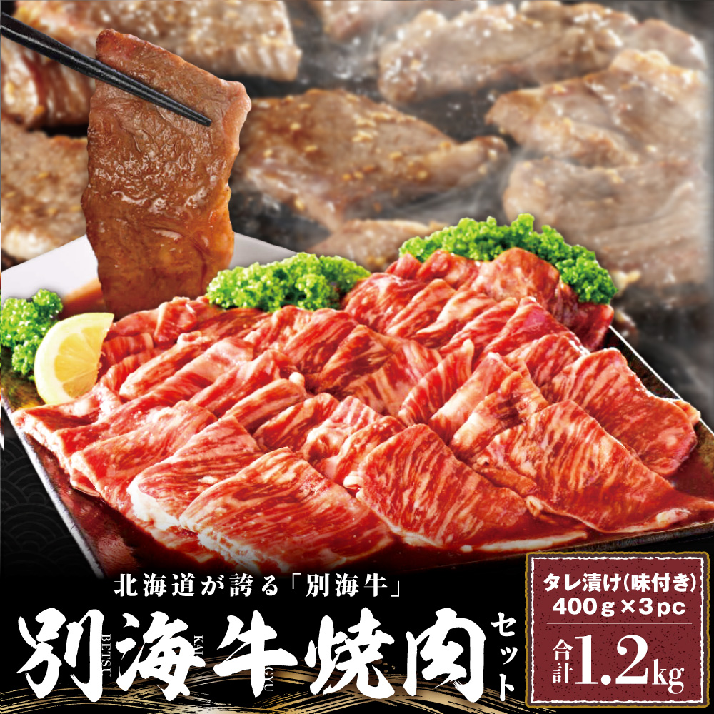 ふるさと納税 北海道 別海町 別海和牛・別海牛 焼肉用 タレ漬け 1.2kg( 400g×3P )× 3ヵ月 特製 焼肉用つけだれつき【北海… 別海牛 焼肉用 タレ漬け 味付焼肉 1.2kg(400g×3P) 特製 焼肉用つけだれ