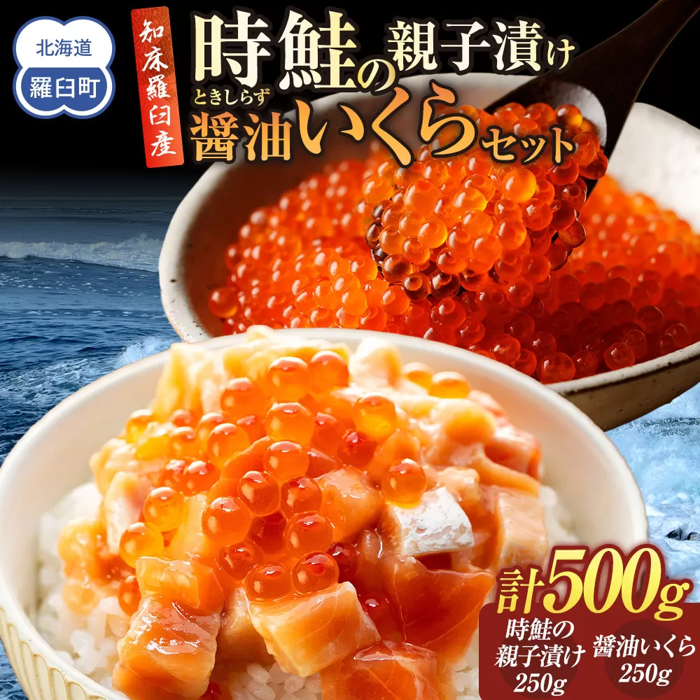 北海道 知床羅臼産 時鮭（ときしらず）の親子漬け・醤油いくらセット（計500g） 生産者 支援 応援