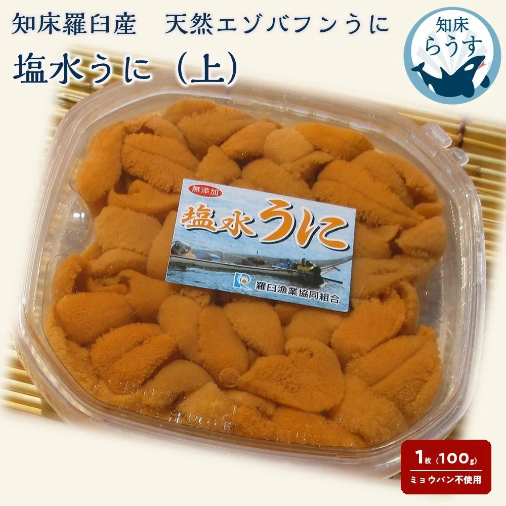 ＜先行受付＞＜27年1月～6月内発送＞天然 エゾバフンうに （上）塩水うに 100g （100g×1枚）ミョウバン不使用 北海道知床羅臼産