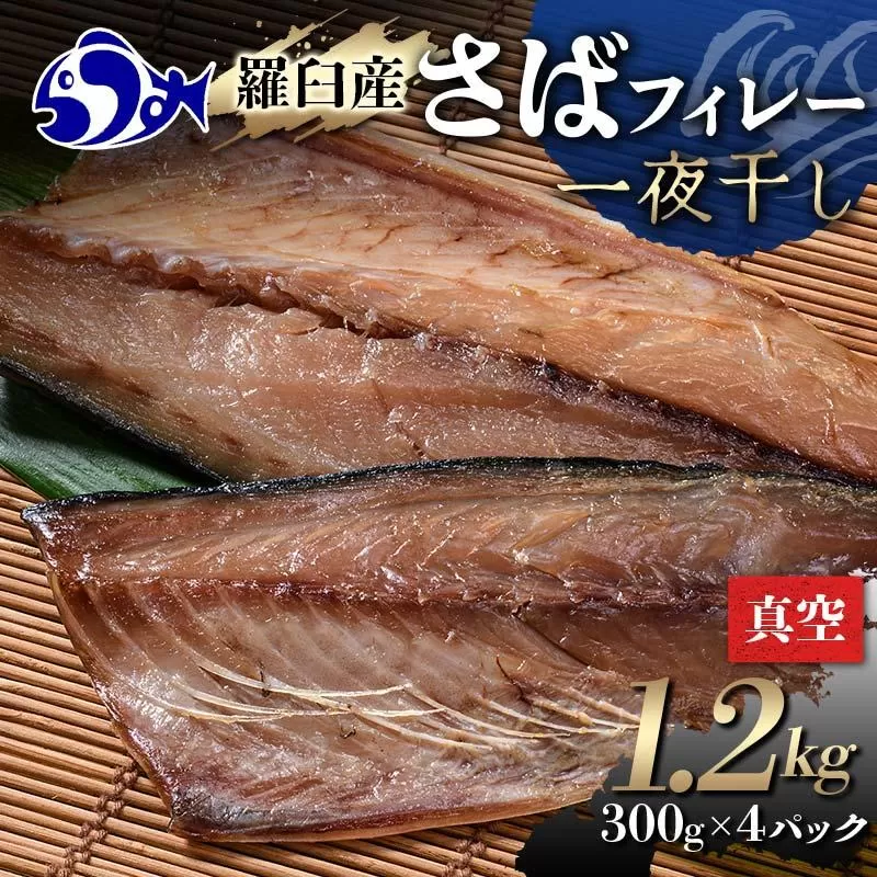羅臼産 さばフィレー 一夜干し 1.2kg（300g×4パック） サバ 鯖 フィレ 切り身 切身 魚 魚介 海鮮 焼き魚 北海道