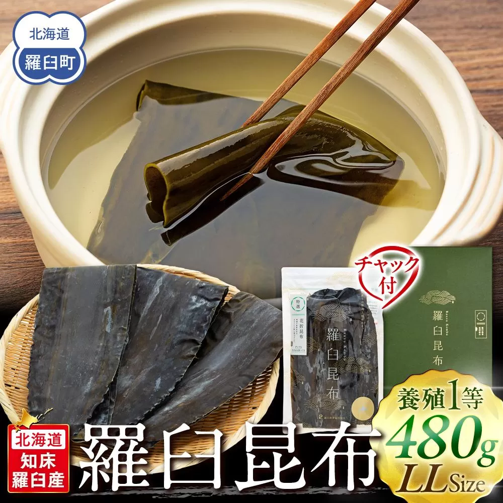 羅臼昆布 養殖 1等 480g(LLサイズ480g×1個) 北海道 知床 羅臼産 生産者 支援 応援