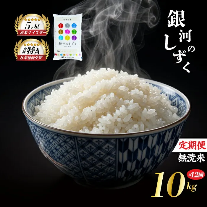 銀河のしずく 無洗米 10kg 5kg×2袋 米 定期便 12回 12ヶ月 連続 お届け 盛岡市産 いわて米 ブランド米 精米 白米 米 お米 こめ コメ ライス ご飯 ごはん 美味しい おすすめ贈り物 ぎんがのしずく 国産 産地直送 盛岡 佐々木米穀店