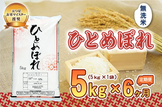 ひとめぼれ 無洗米 5kg 米 定期便 6回 6ヶ月 連続 お届け 30kg 盛岡市産 いわて米 ブランド米 精米 白米 米 お米 こめ コメ ライス ご飯 ごはん 美味しい おすすめ贈り物 国産 産地直送 盛岡 佐々木米穀店