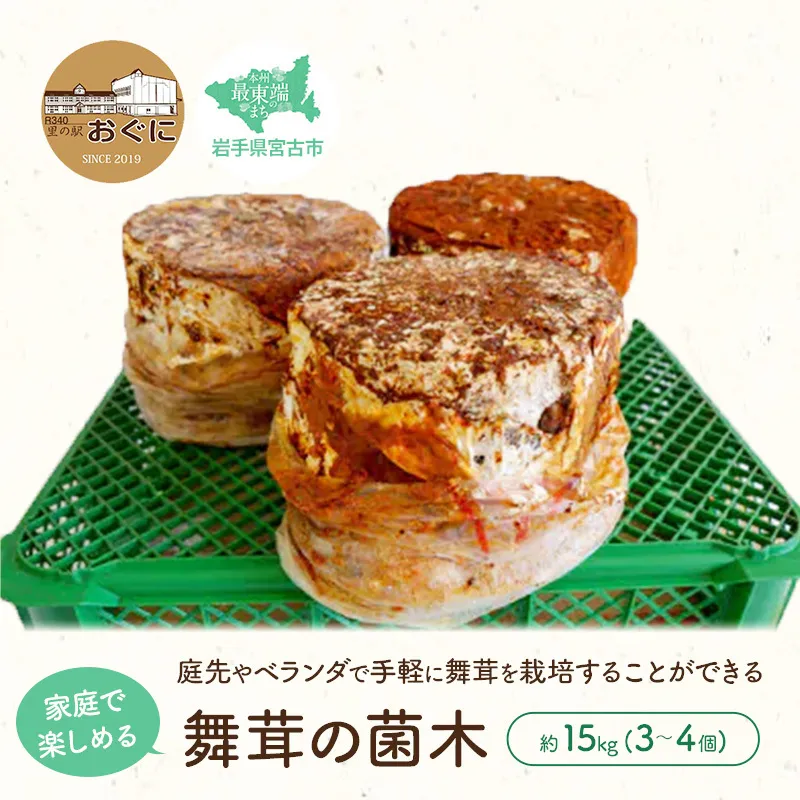 【家庭で楽しめる】舞茸の菌木 約15kg(3～4個) きのこ 舞茸 まいたけ マイタケ 栽培 手軽