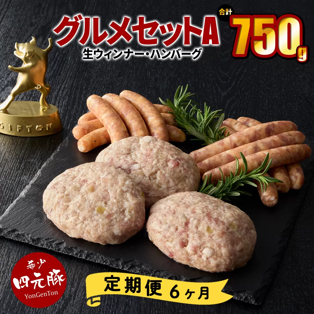 【定期便6ヶ月】四元豚 グルメセットA 3種 750g 【1229】