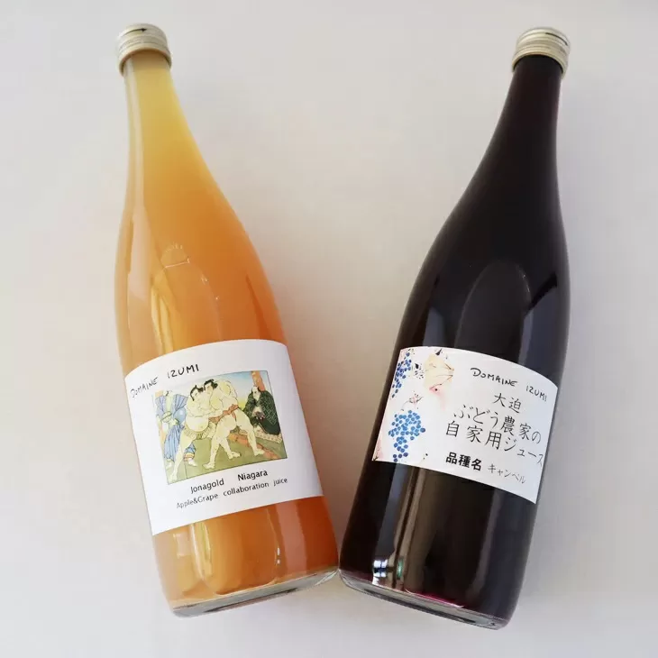 ぶどう農家の果汁100％ストレートジュース！ぶどうジュース・コラボジュース　2本（720ml）セット 【556】