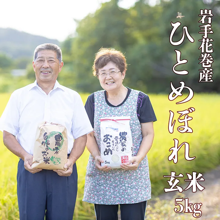 減農薬栽培 岩手花巻産ひとめぼれ玄米5kg 【509】