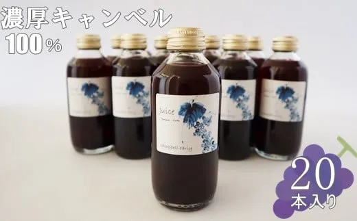 砂糖不使用 ブドウだけ! 濃厚キャンベルジュース小瓶(180ml)20本セット 【615】