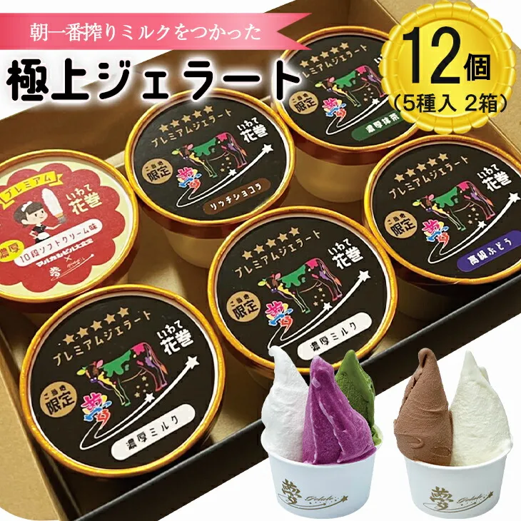 花巻発！極上ジェラート12個セット 120ml×厳選5種類 【1422】