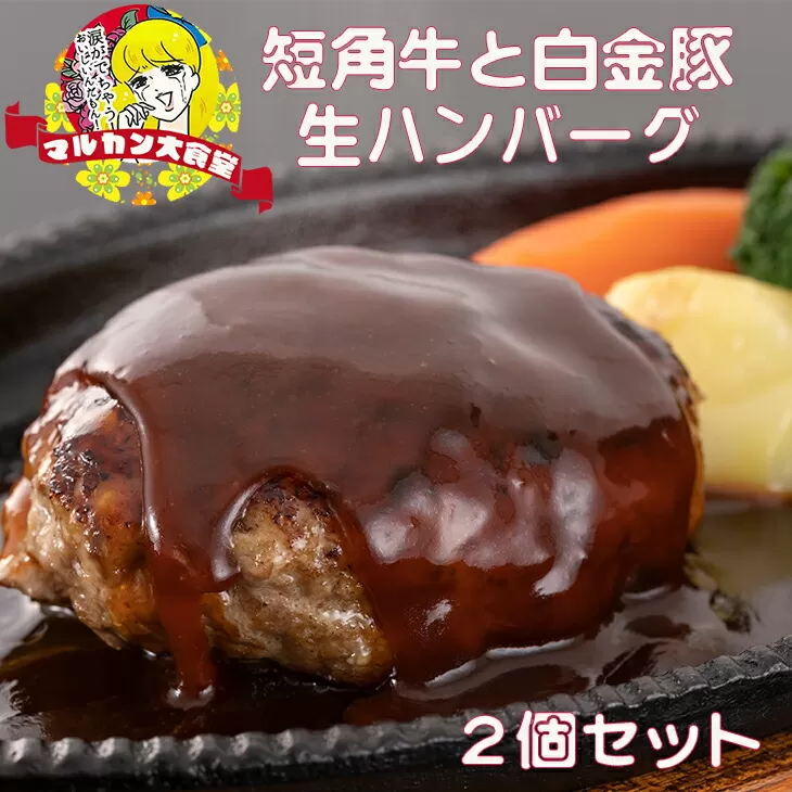短角牛と白金豚 生ハンバーグ 2個セット【マルカンビル大食堂料理長監修】 【1838】