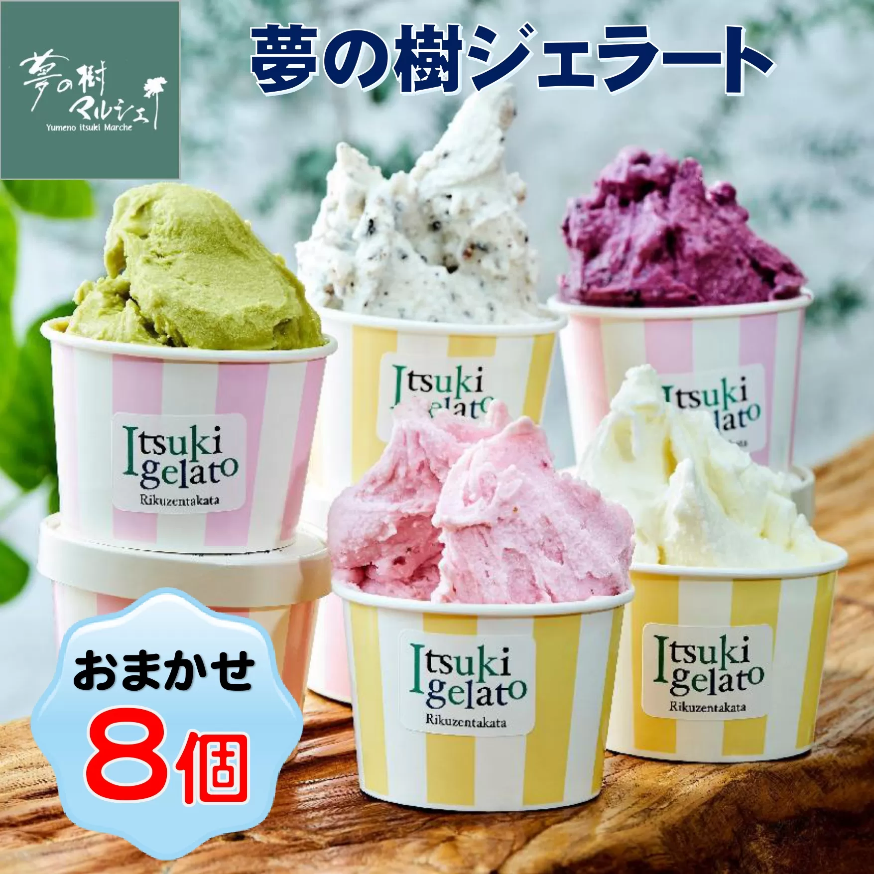 夢の樹ジェラート おまかせ8個セット 【 ジェラート アイス 手作り 食べ比べ 冷凍 人気 詰め合わせ ギフト 夢の樹マルシェ 木村屋 】