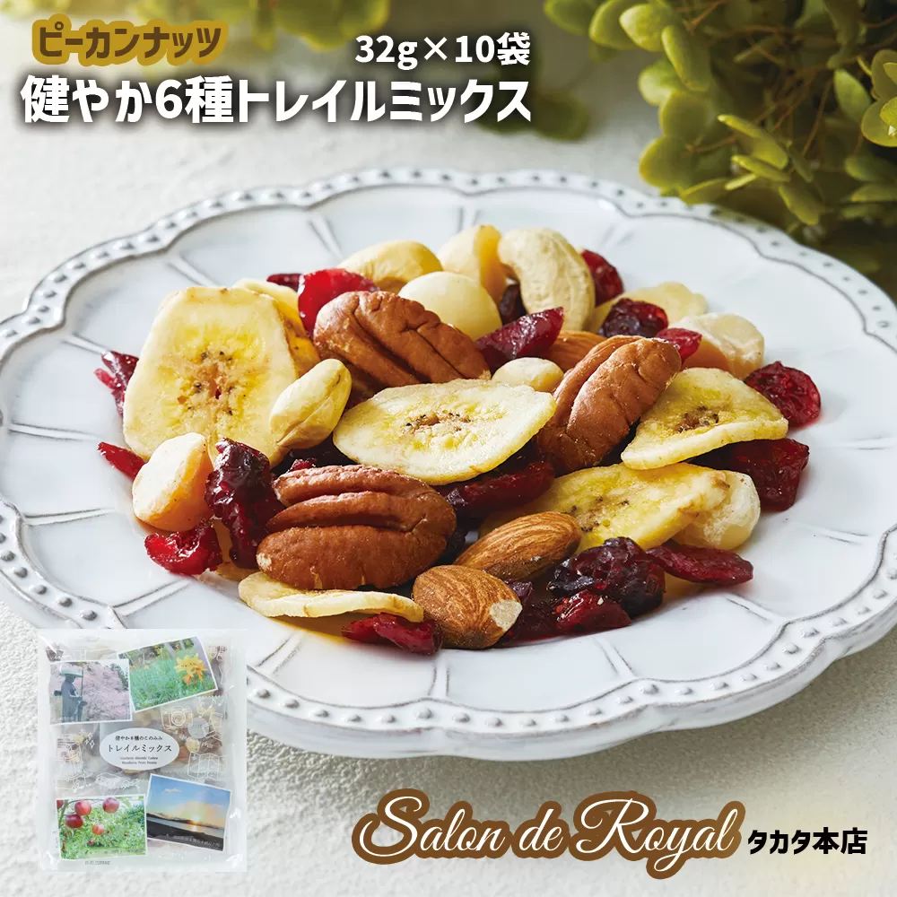 健やか6種トレイルミックス ミックスナッツ 320g（32g×10袋） 【 ピーカンナッツ アーモンド マカダミア カシューナッツ クランベリー バナナチップス 】RT1750