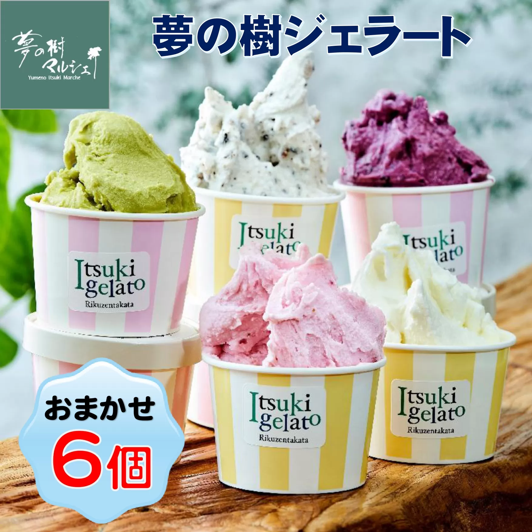 夢の樹ジェラート おまかせ6個セット 【 ジェラート アイス 手作り 食べ比べ 冷凍 人気 詰め合わせ ギフト 夢の樹マルシェ 木村屋 】