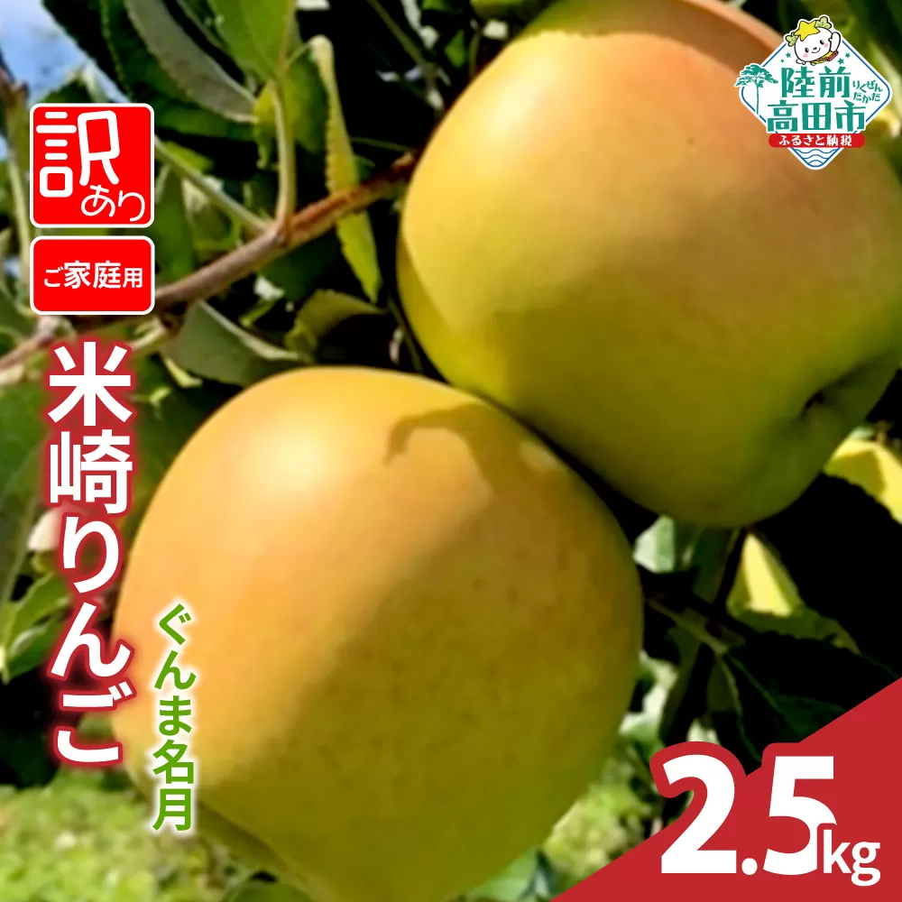 【訳あり・ご家庭用】 米崎りんご 品種：ぐんま名月 2.5kg 陸前高田市産 JA共選 【 数量限定 リンゴ 林檎 りんご アップル 岩手 陸前高田 産地直送 新鮮 】11月上旬から発送予定 RT2933