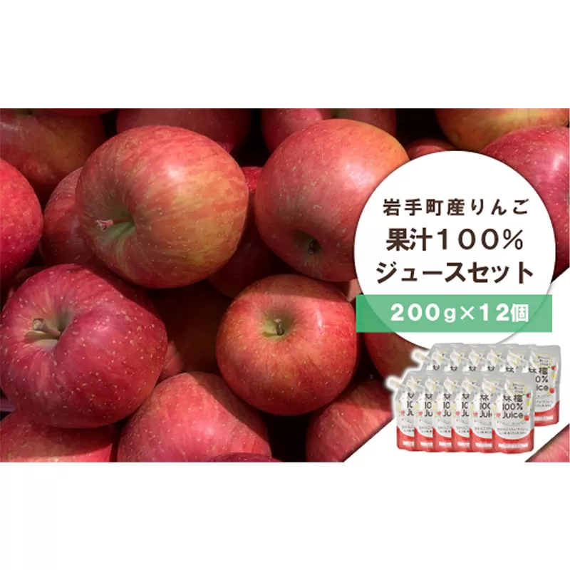 岩手町産 りんごの果実 100％ ジュース（200ｇ×12個）りんご リンゴ 100％ フルーツ 果物 じゅーす ドリンク リンゴジュース 