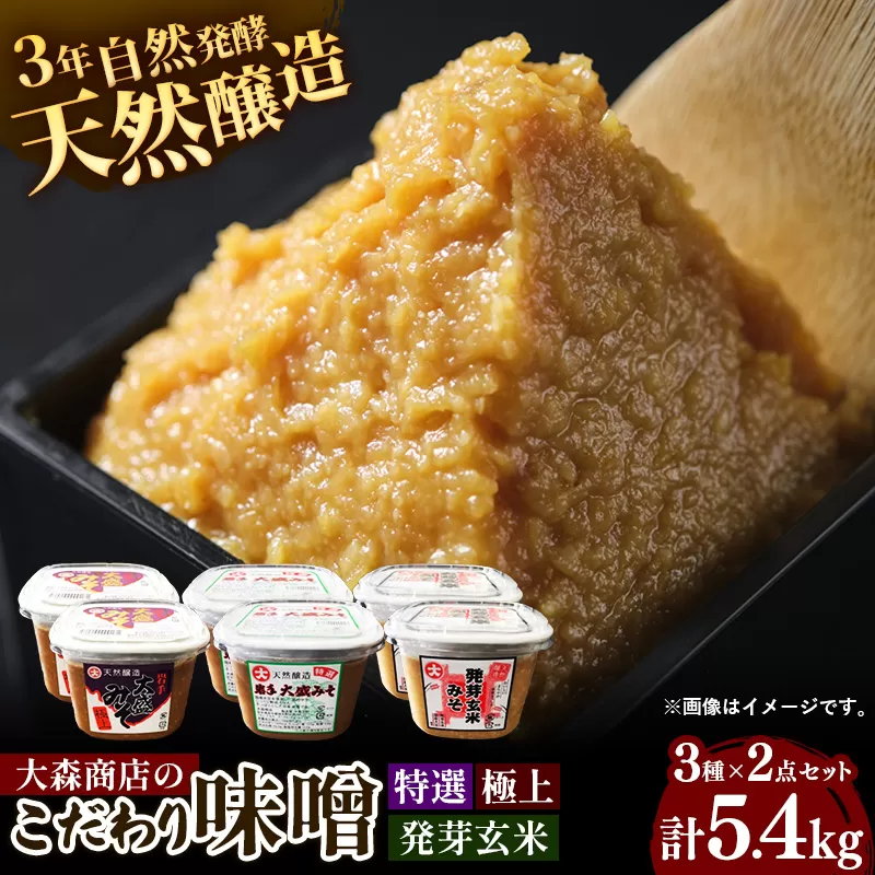 大森商店のこだわり味噌6点セット 味噌 みそ 天然醸造 国産大豆 みそ汁 調味料 味噌焼き 食べ比べ 人気 冷蔵 岩手県 岩手町【価格改定】