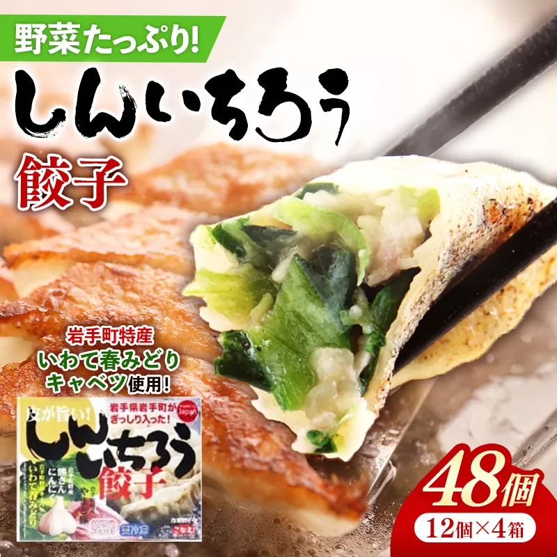 【キャベツの街】野菜たっぷり！しんいちろう餃子（12個入×4箱）【48個】お肉 おかず やまと豚 肉 焼き 中華 人気 餃子 ギョーザ ぎょうざ ギョウザ 豚肉 おつまみ 惣菜 岩手県 岩手町