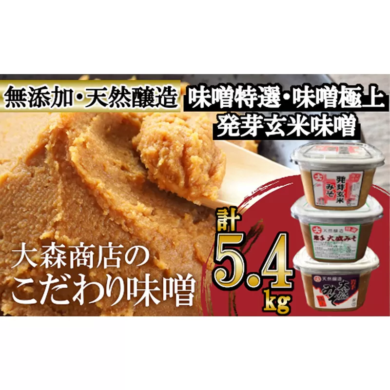 大森商店のこだわり味噌６点セット 味噌 みそ汁 調味料 味噌焼き 食べ比べ 人気