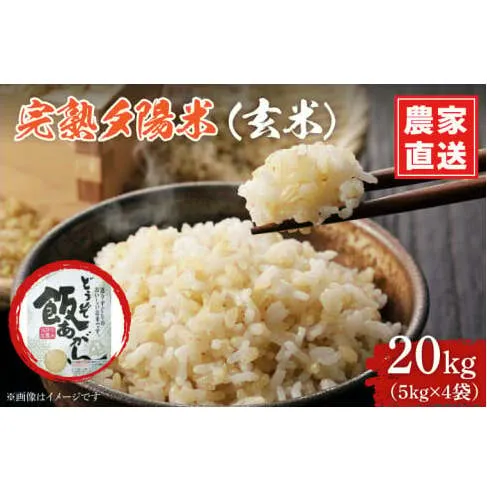 ＼令和7年産／ 完熟夕陽米 (玄米) 20kg (5kg×4) ひとめぼれ 特別栽培米 生産農家直送 (CP036)