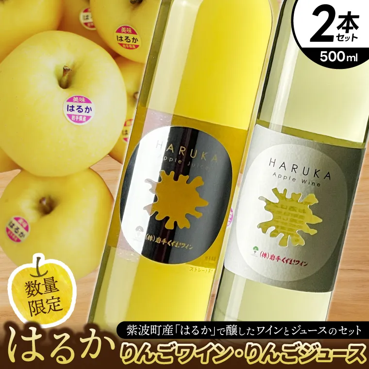 はるか りんごジュース・りんごワイン セット【ジュース 果汁100％ ストレートジュース フルーツジュース ワイン 岩手県 紫波町産 りんご】 (EX003)