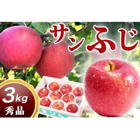 サンふじ 3kg 贈答用 りんご  岩手 紫波町産 秀品 (DV053)
