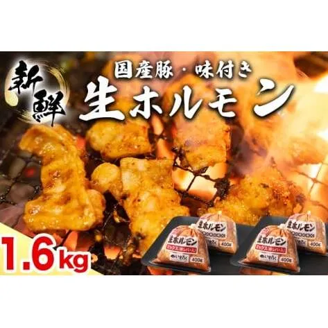 国産豚 味付き 生ホルモン ミックス(レバー入り)・白(レバーなし) 1600g (400g×各2パック) (DV047)