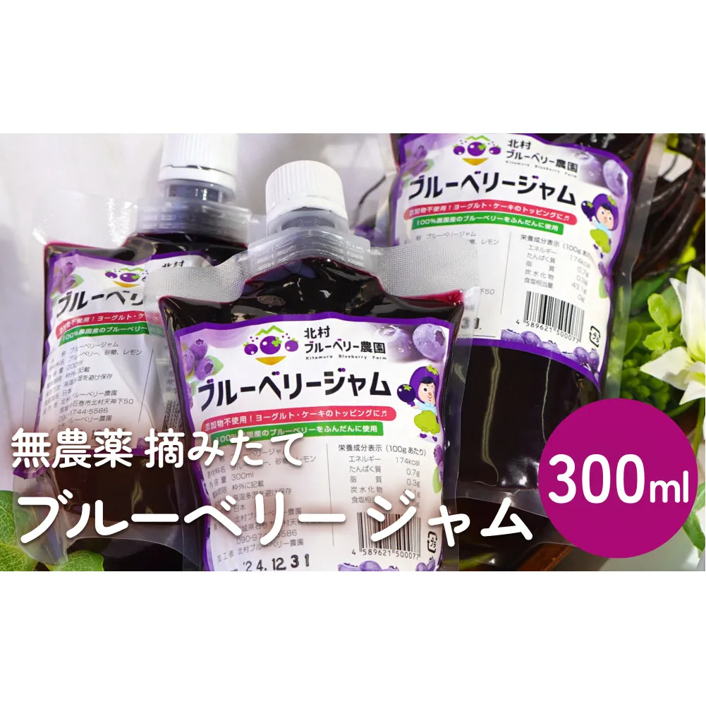 ＜ 先行予約 ＞ ブルーベリージャム 300ml  無添加 摘みたて 手作り 果実 100% アントシアニン トッピング