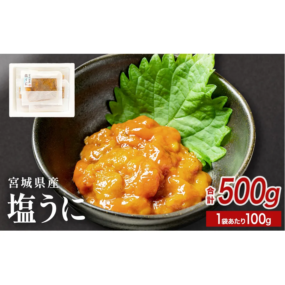 宮城県産 塩うに 500g（ 100ｇ × 5袋 ） ウニ うに 雲丹 塩ウニ 濃厚 ムラサキウニ ウニ丼 ご飯のお供