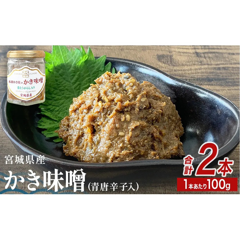 みやぎの牡蠣味噌 2本 セット （ 100g × 2本 ）　青唐辛子入り 牡蠣 味噌 ご飯のお供
